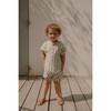 Baby's Short Sleeve Jumpsuit, Green Stripes - Jumpsuits - 1 - thumbnail