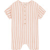 Baby's Short Sleeve Jumpsuit, Pink Stripes - Jumpsuits - 4