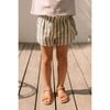 Georgette Elastic Waist Shorts, Green Stripes - Shorts - 2