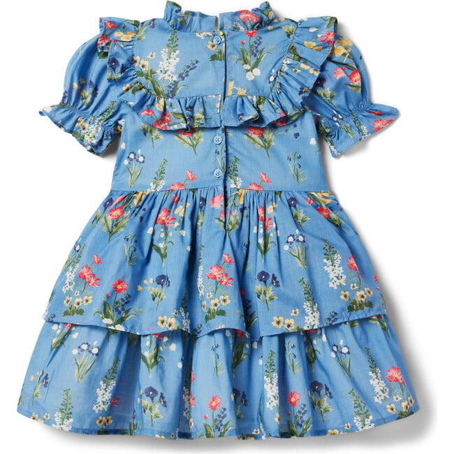 The Ruffle In Bloom Puff Sleeve Tiered Skirt Dress & Bloomer, Soft Blue - Dresses - 2