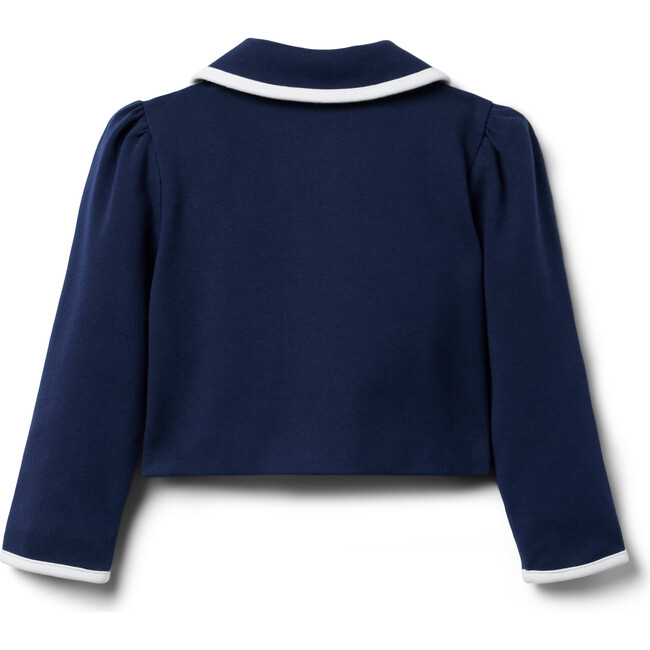 The Collared Ponte Puff Sleeve Button Crop Jacket, Merchant Marine - Jackets - 2