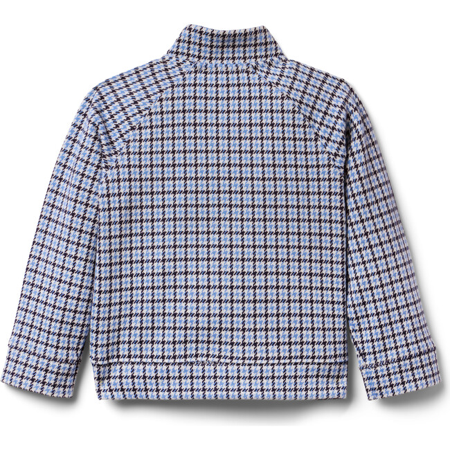 Houndstooth Mock Neck Collar Long Sleeve Jacquard Jacket, Merchant Marine - Jackets - 2