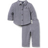 Baby Houndstooth Long Sleeve Matching Set, Merchant Marine - Mixed Apparel Set - 1 - thumbnail