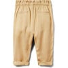 Paperbag Elastic Waist Front Pocket Pant, Khaki - Pants - 2