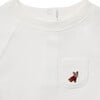 Baby French Bulldog Embroidered Raglan Sleeve Snap Bodysuit, Jet Ivory - Bodysuits - 2