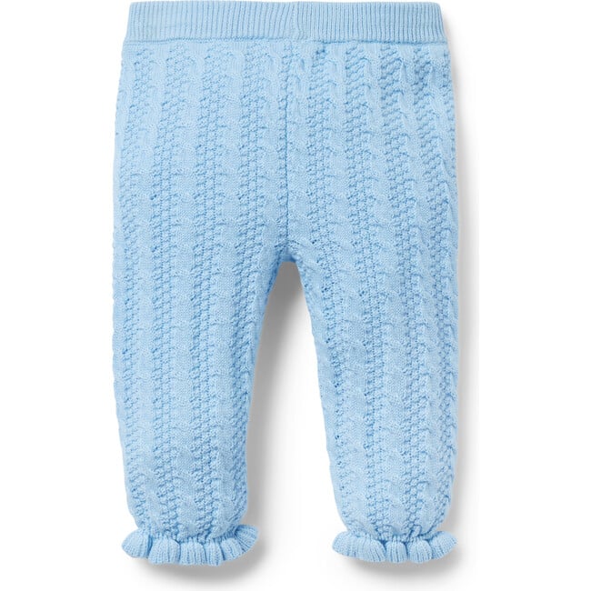 Baby Cable Knit Ruffle Cuff Sweater Pant, Soft Blue - Pants - 2