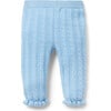 Baby Cable Knit Ruffle Cuff Sweater Pant, Soft Blue - Pants - 2