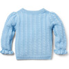 Baby Cable Knit Ruffle Cuff Long Sleeve Cardigan, Soft Blue - Sweaters - 2