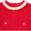 Baby Embroidered Short Sleeve Matching Sweater & Short Set, Bright Red - Sweaters - 3