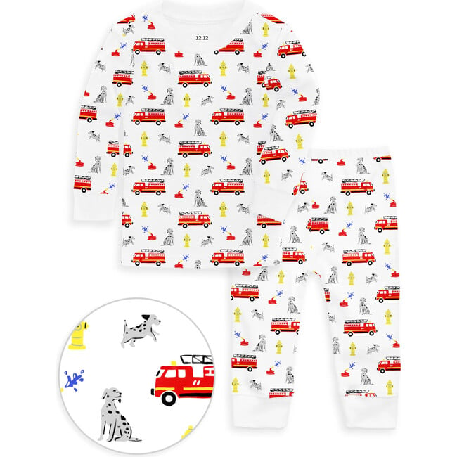 The Organic Long Sleeve Pajama Set, Firetrucks