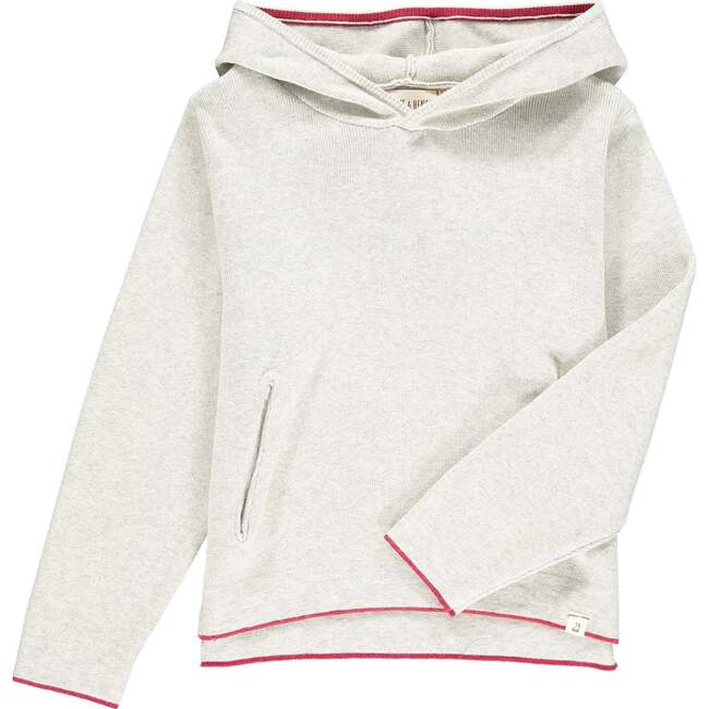 Leiper Contrast Piped Layered Hem Hooded Sweater, Grey