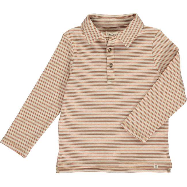 Midway Striped Long Sleeve Polo Shirt, Double Pumpkin