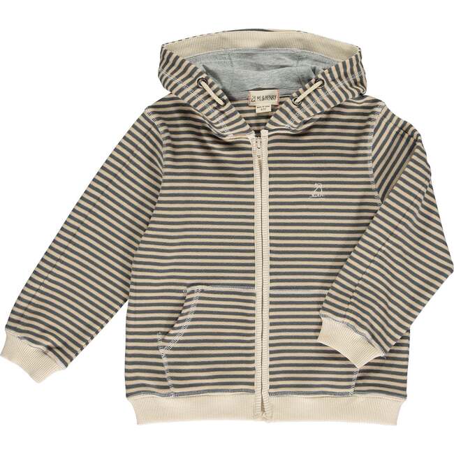 James Cosy Striped Long Sleeve Hooded Zipper Top, Brown & Beige