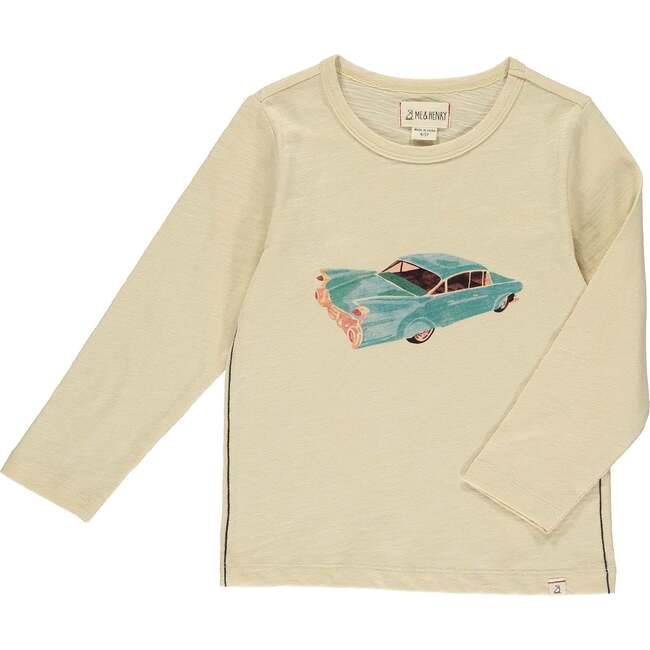 Cherokee Classic Car Print Raglan Sleeve Tee, Beige