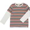 Cameron Striped Mock Double Sleeve Tee, Brown & Multicolors - T-Shirts - 1 - thumbnail