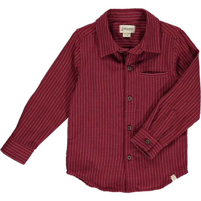 Atwood Woven Striped Long Sleeve Shirt, Burgundy