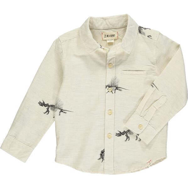 Atwood Woven Print Long Sleeve Shirt, Cream