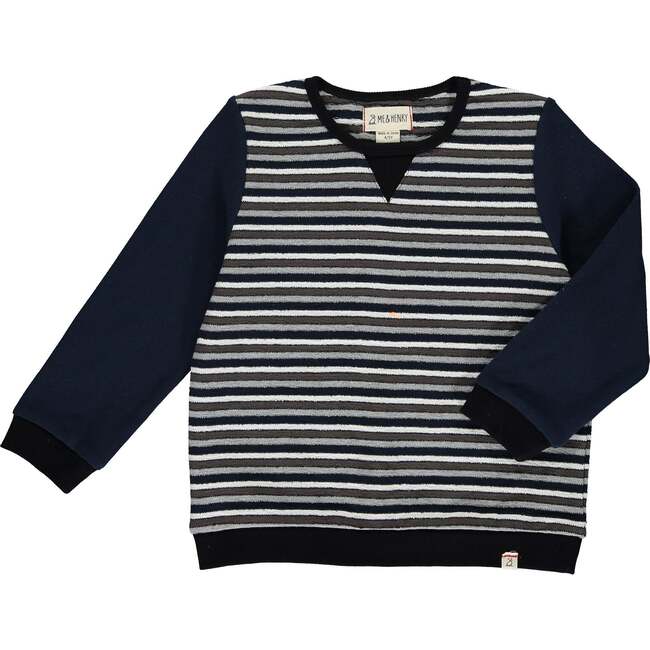 Obion Striped Relaxed Fit Sweatshirt, Navy & Grey & White