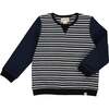 Obion Striped Relaxed Fit Sweatshirt, Navy & Grey & White - Sweatshirts - 1 - thumbnail