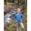 Roan Waffle Knit Buttoned Shoulder Sweater, Blue - Sweaters - 2