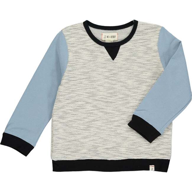 Obion Contrast Sleeve Relaxed Fit Sweatshirt, Blue & Grey