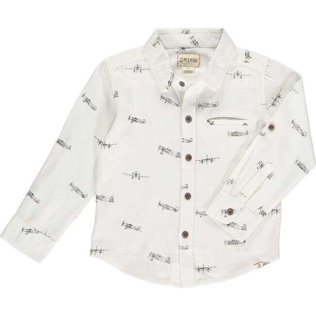 Atwood Woven Print Long Sleeve Shirt, Aviation