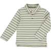 Midway Striped Long Sleeve Polo Shirt, Sage & White - Polo Shirts - 1 - thumbnail