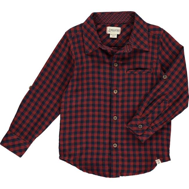 Atwood Woven Plaid Long Sleeve Shirt, Rust & Navy