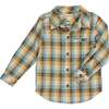 Atwood Woven Plaid Long Sleeve Shirt, Tan & Brown & Blue - Shirts - 1 - thumbnail