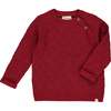 Archie Ribbed Diamond Knit Buttoned Shoulder Sweater, Red - Sweaters - 1 - thumbnail