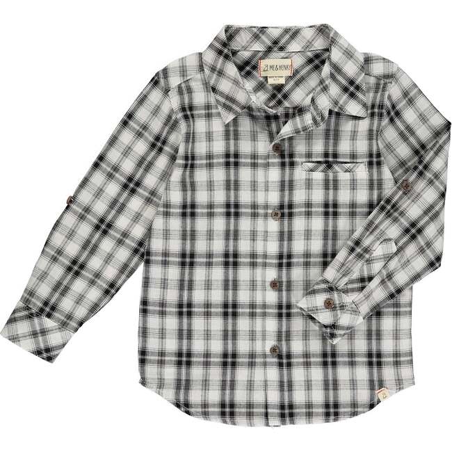 Atwood Woven Plaid Long Sleeve Shirt, Black & White