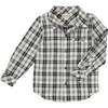 Atwood Woven Plaid Long Sleeve Shirt, Black & White - Shirts - 1 - thumbnail