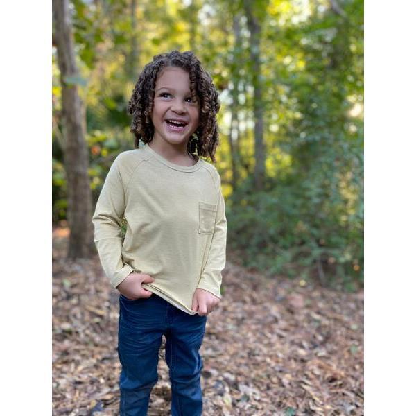 Alcoa Striped Round Neck Long Sleeve Pocket Tee, Mustard - T-Shirts - 2