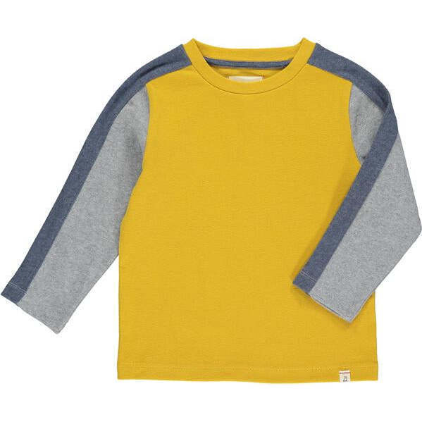 Alcoa Round Neck Long Sleeve Tee, Yellow & Blue