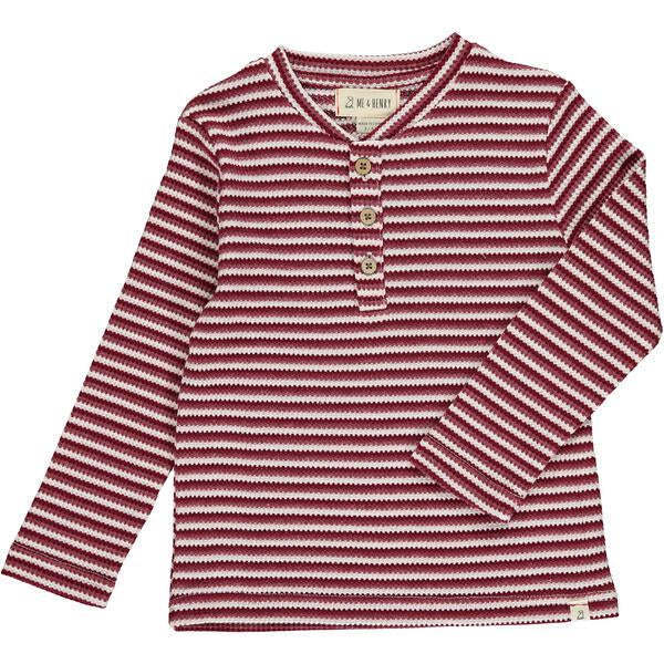 Adams Striped Henley Tee, Burgundy