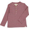 Adams Striped Henley Tee, Burgundy - T-Shirts - 1 - thumbnail