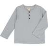 Adams Striped Henley Tee, Grey & White - T-Shirts - 1 - thumbnail