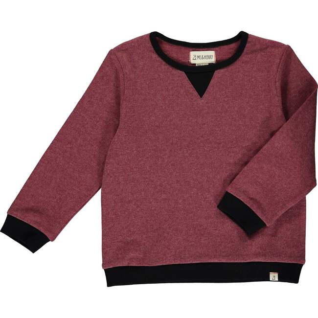 Tarquin Contrast Ribbed Trim Relaxed Fit Sweatshirt, Burgundy