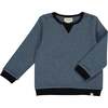 Tarquin Contrast Ribbed Trim Relaxed Fit Sweatshirt, Blue - Sweatshirts - 1 - thumbnail