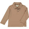 Spencer Striped Long Sleeve Polo Shirt, Brown & Tan - Polo Shirts - 1 - thumbnail