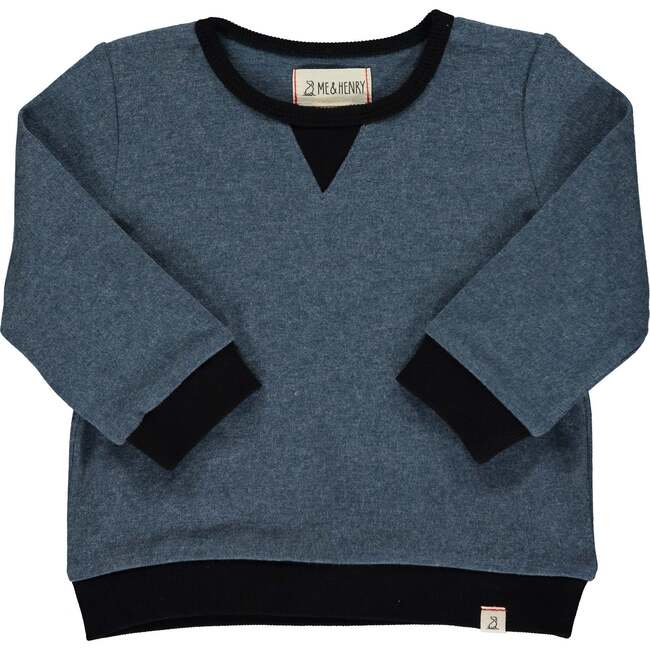 Tarquin Contrast Ribbed Trim Relaxed Fit Sweatshirt, Blue - Sweatshirts - 2