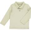 Spencer Pique Long Sleeve Polo Shirt, Cream - Polo Shirts - 1 - thumbnail