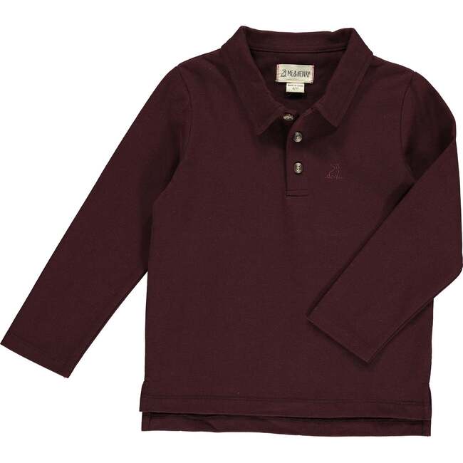 Spencer Pique Long Sleeve Polo Shirt, Brown