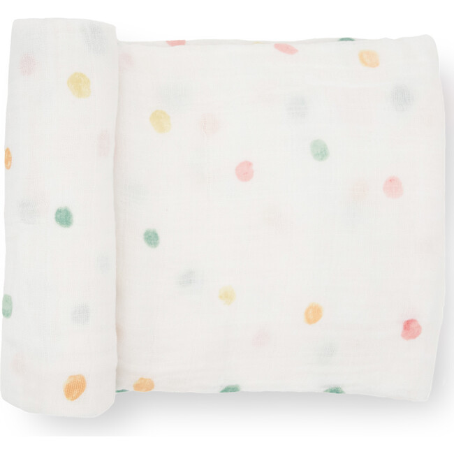 Multi-Purpose Hand-Painted Muslin Swaddle 47X47, Party Dots