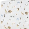 Cotton Print Muslin Standard-Size Crib Sheet, Party Animals - Crib Sheets - 1 - thumbnail