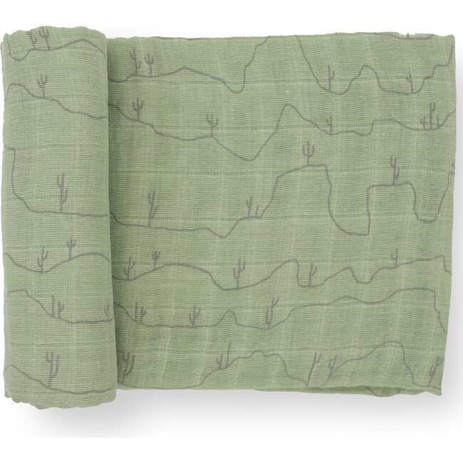 Multi-Purpose Hand-Painted Muslin Swaddle 47X47, Cactus Lines