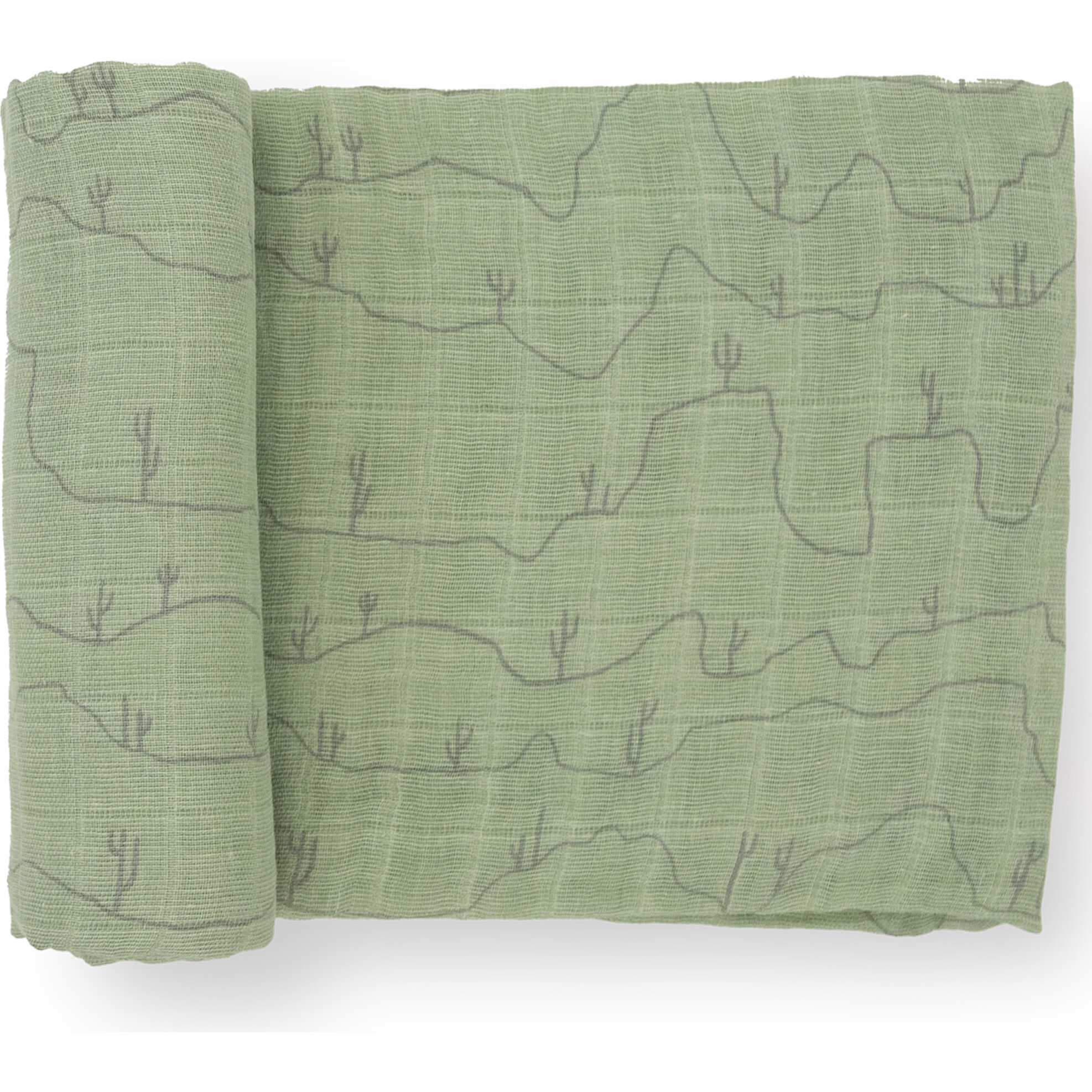 Multi-Purpose Hand-Painted Muslin Swaddle 47X47, Cactus Lines - Swaddles - 1