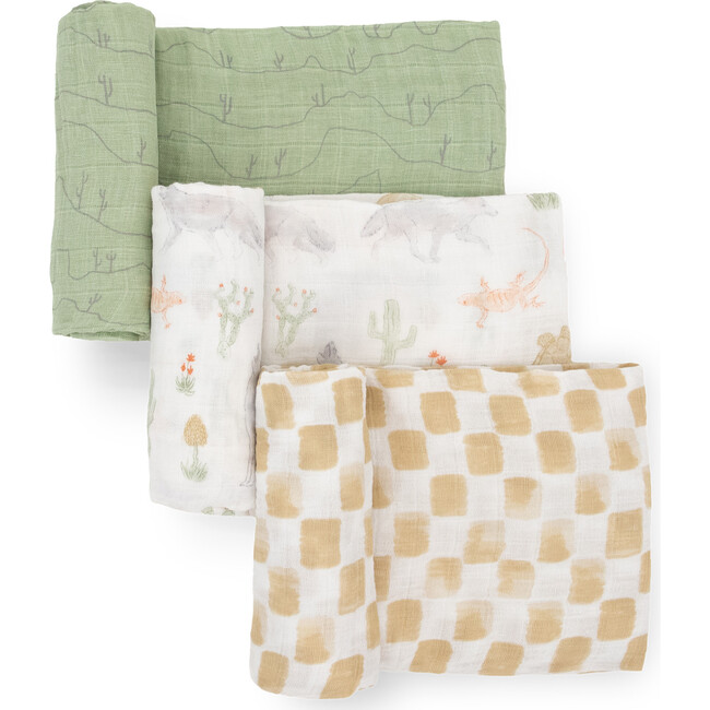 Multi-Purpose Hand-Painted Muslin Swaddle Set 47X47, Desert Night (Pack Of 3)