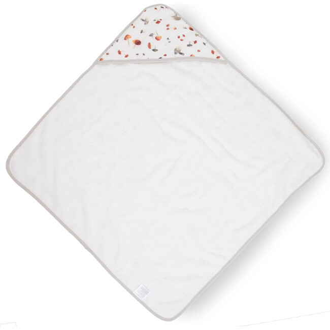 Infant Small Cotton Print Plush Hooded Towel 30X30, Mushrooms - Bath Towels - 2