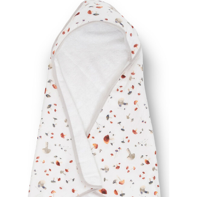 Infant Small Cotton Print Plush Hooded Towel 30X30, Mushrooms - Bath Towels - 4